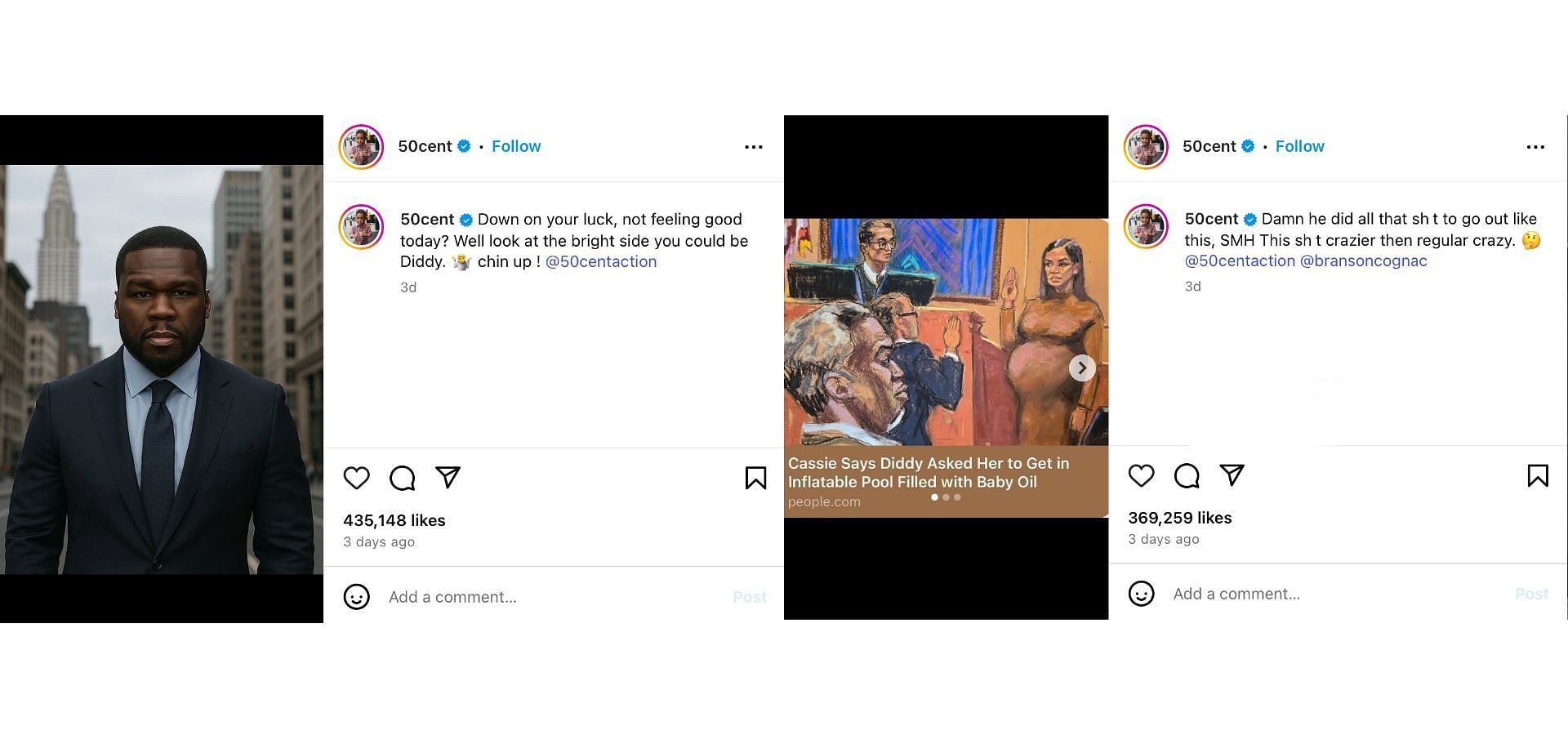 50 Cent's posts (Image via Instagram/ @50cent)